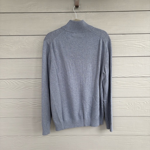 Nautica Men’s 1/4Zip Sweater Light Blue Cotton Size Large Classic Knit Pullover - Picture 6 of 7